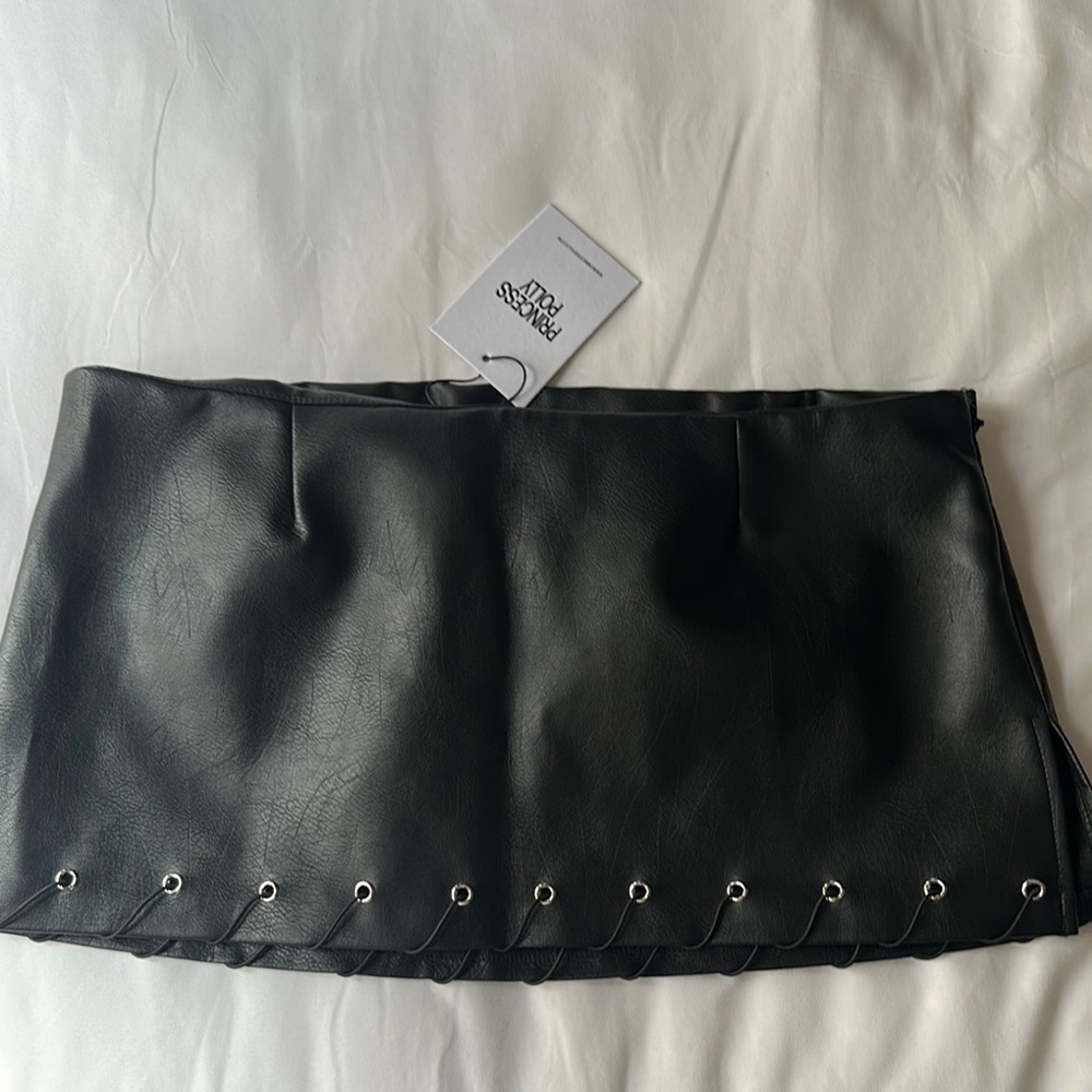 Princess Polly Black Faux Leather Skirt